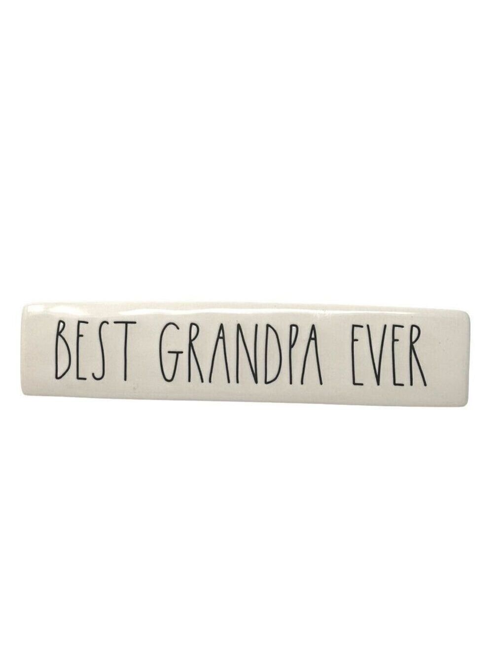 Rae Dunn BEST GRANDPA EVER Ceramic Desk Nameplate Sign Paperweight Office Decor
